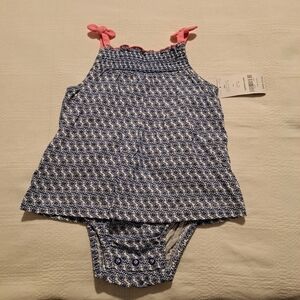 Carters girls 12 months romper blue & white